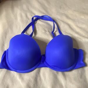 Victoria's Secret Pink T-Shirt Bra Blue Pink Underwire Padded Adjustable 34B
